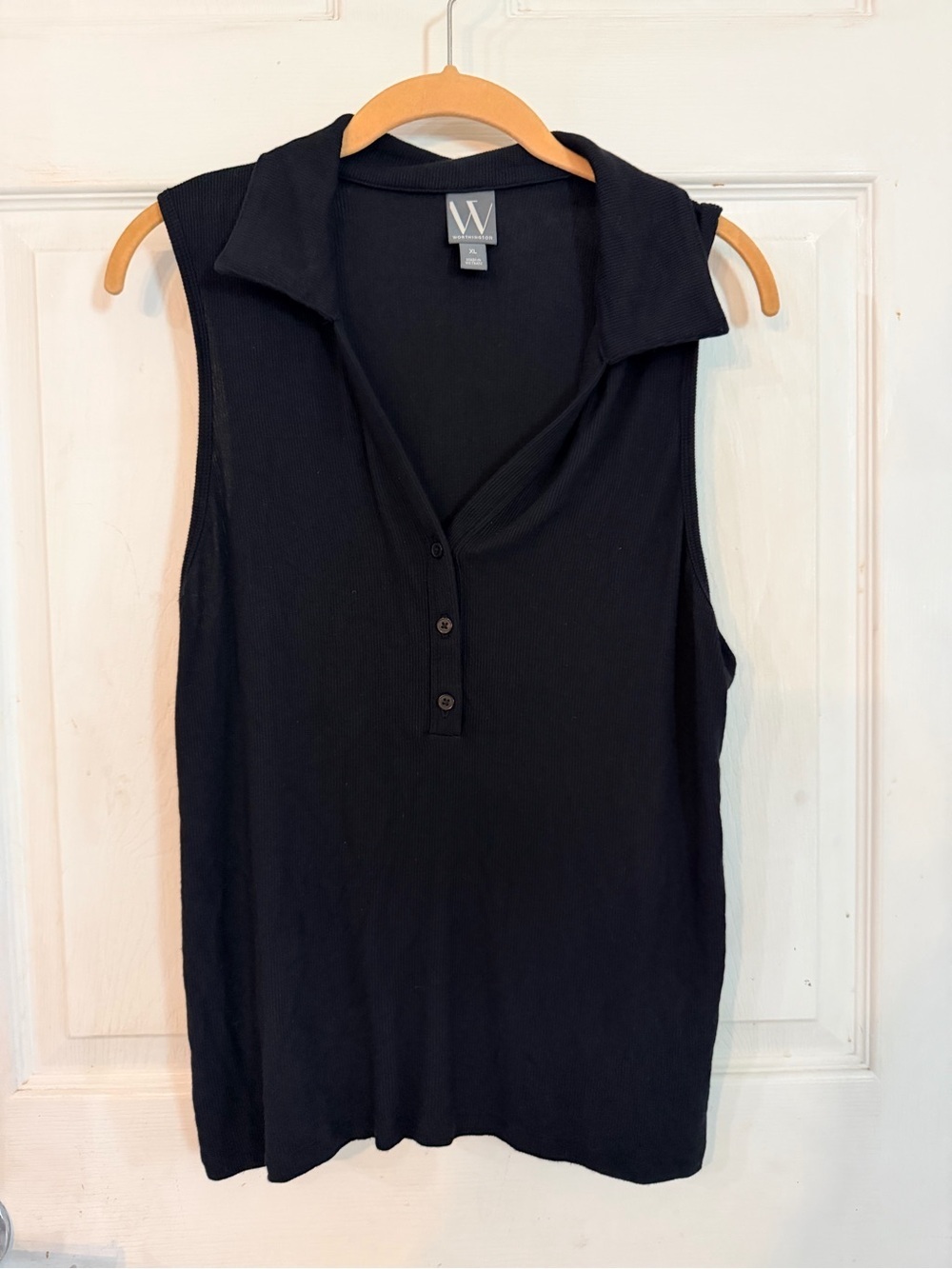 Worthington Black Sleeveless Polo Tank with V-Neck